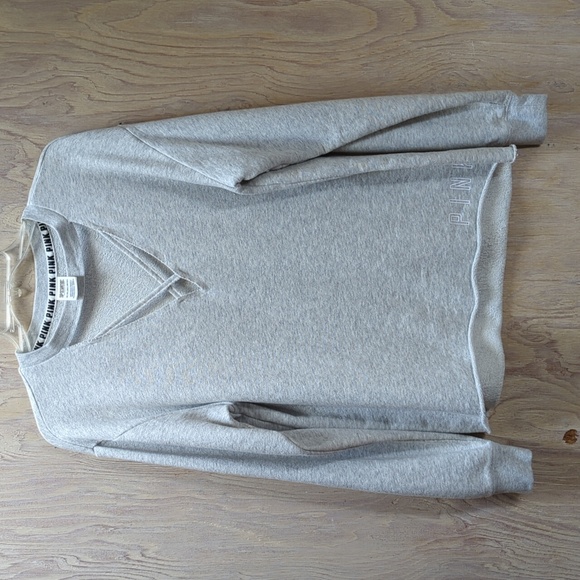 PINK Victoria's Secret Tops - PINK Victoria’s Secret Grey Heather Pullover Sweatshirt  XS